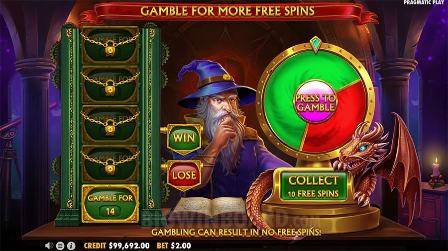 Power of Merlin Megaways Gamble Feature