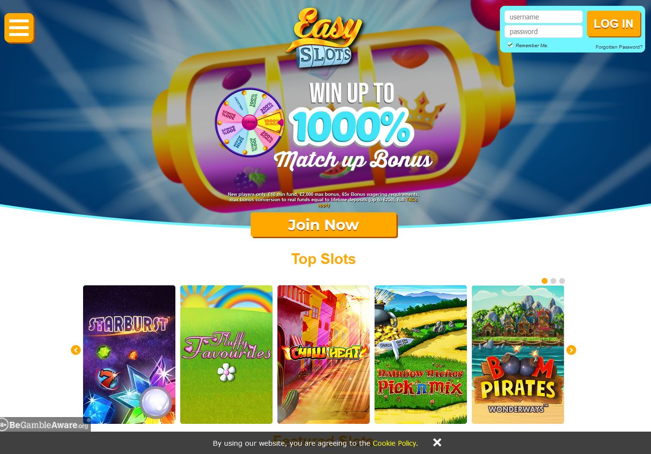 Easy Slots Website Screenshot