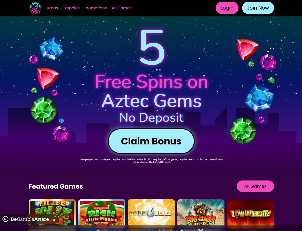 No Deposit Slots Website Screenshot