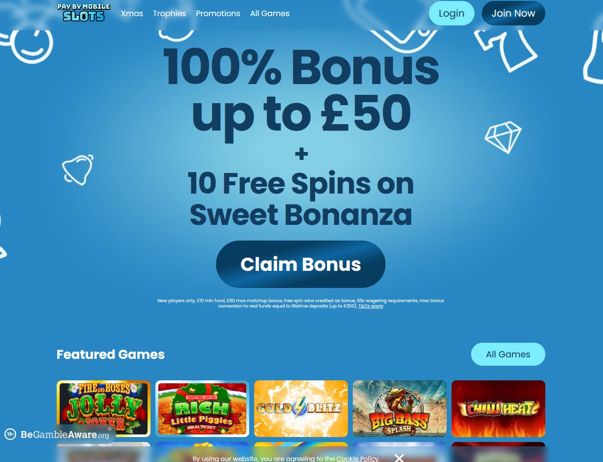 Pay By Mobile Slots Website Screenshot
