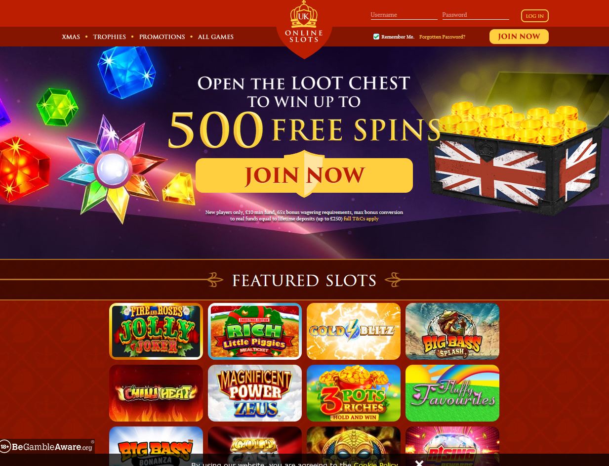 UK Online Slots Website Screenshot