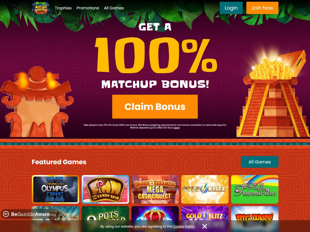 Aztec Wins Website Screenshot