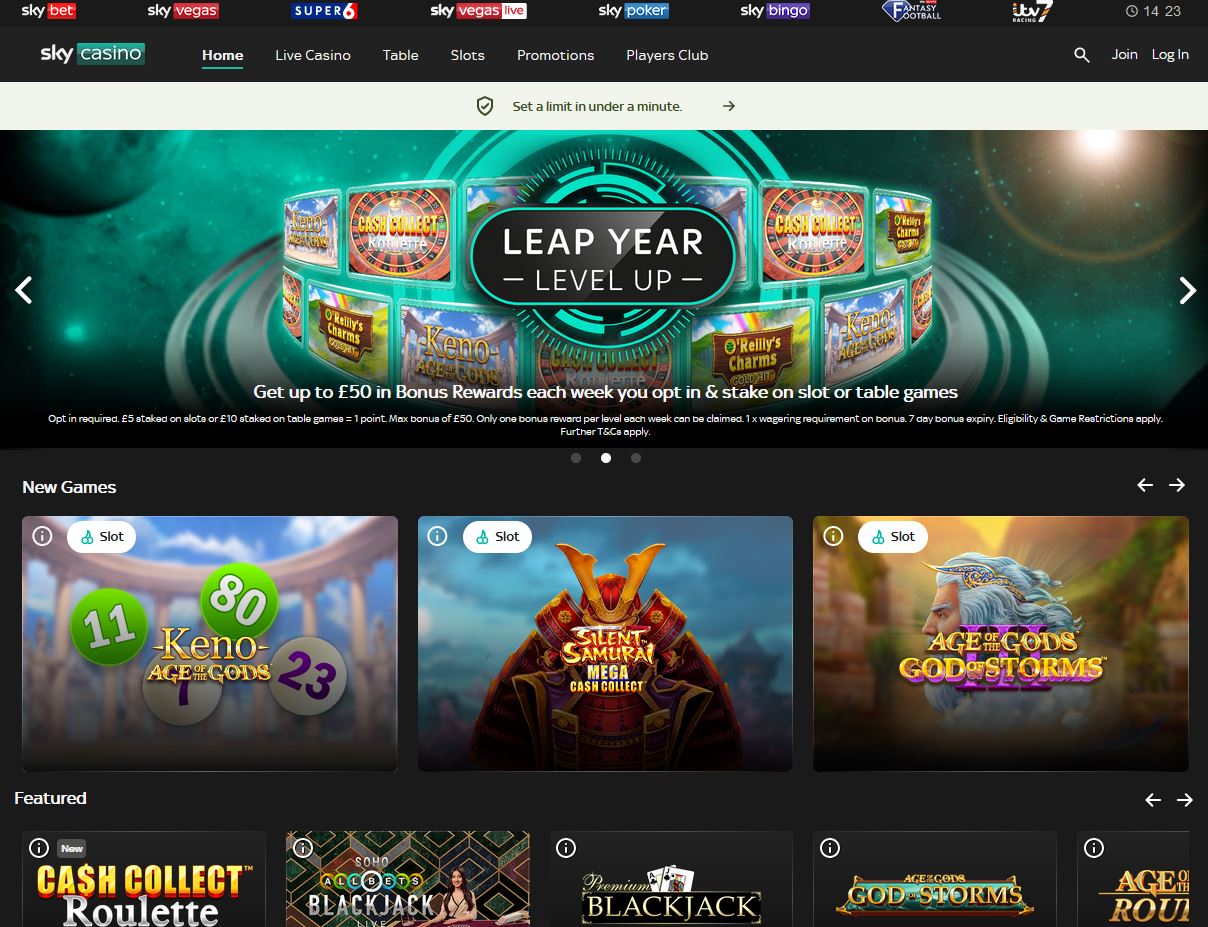 Sky Casino Website Screenshot