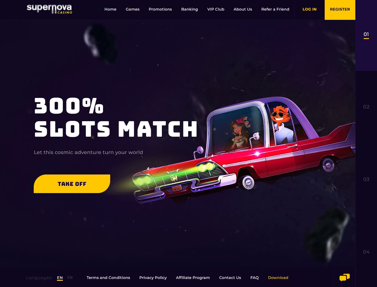 Supernova Casino Website Screenshot